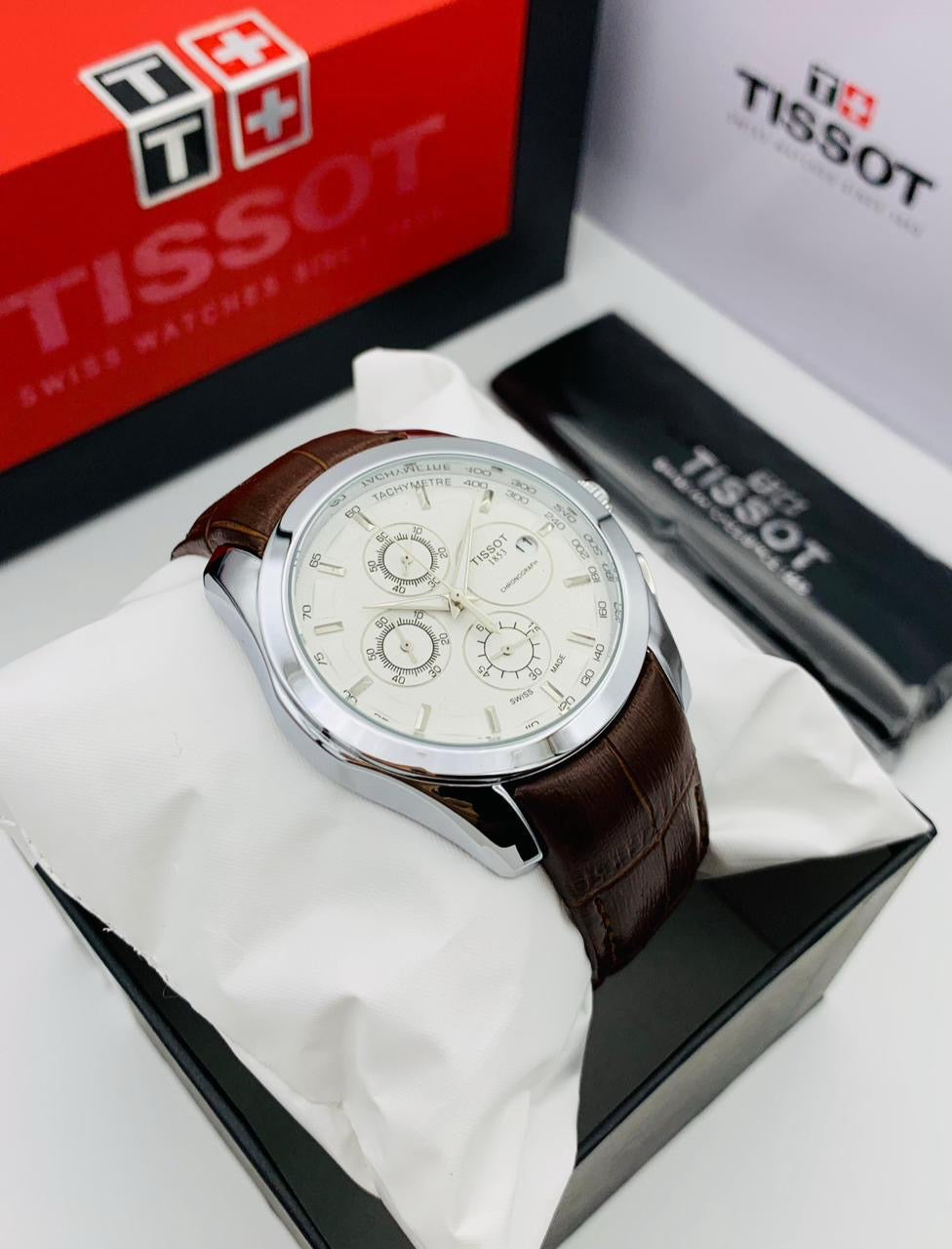 Premium Tissot - Chronograph Working - Highly durable Leather